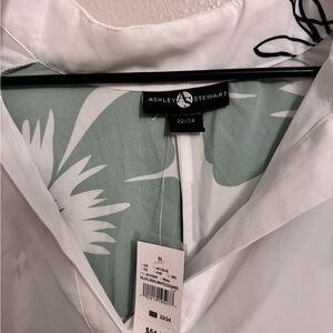 Ashley Stewart White and Black Floral Top